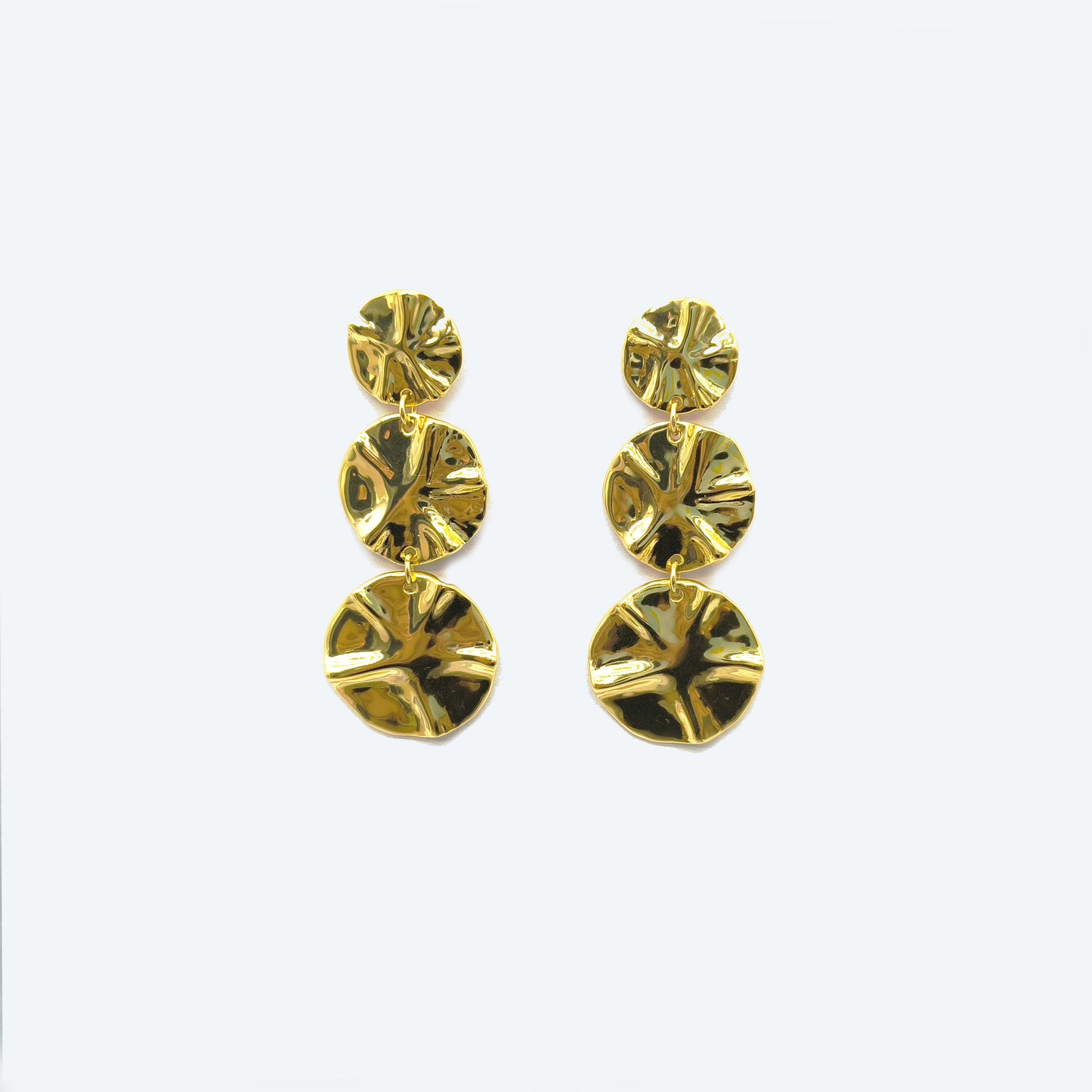 Gold plated earring with textured piece detail