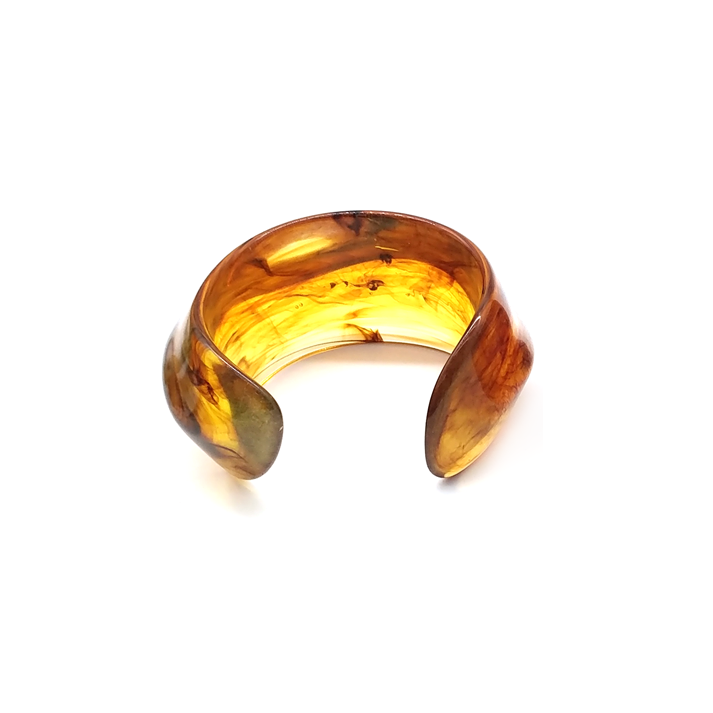Amber - hued Marbled Resin Wide Cuff
