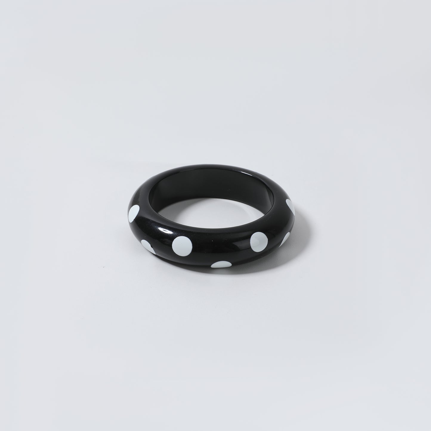 Black Resin Cuff with Silver Polka Dot Inlay