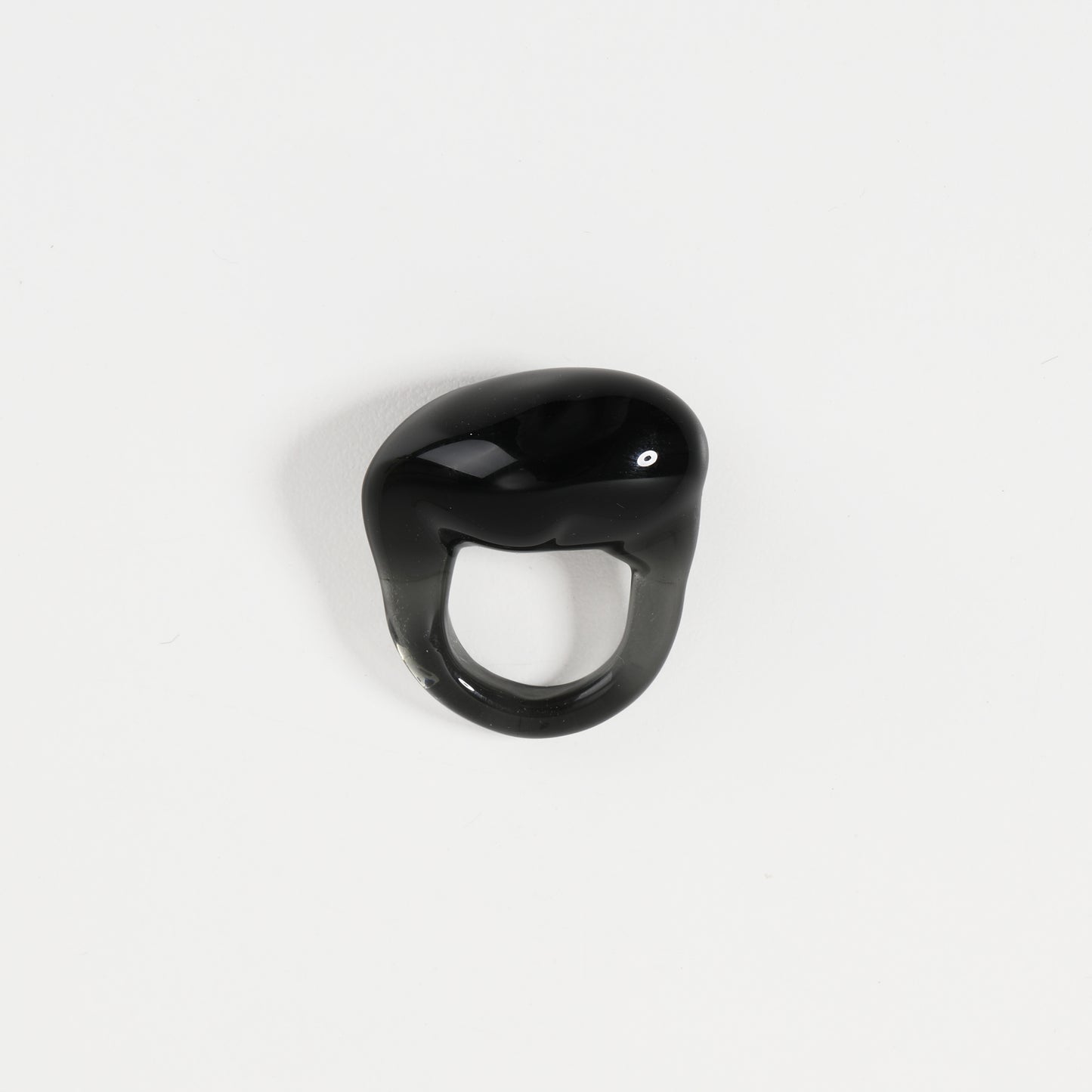 Black irregular domed chunky glass ring