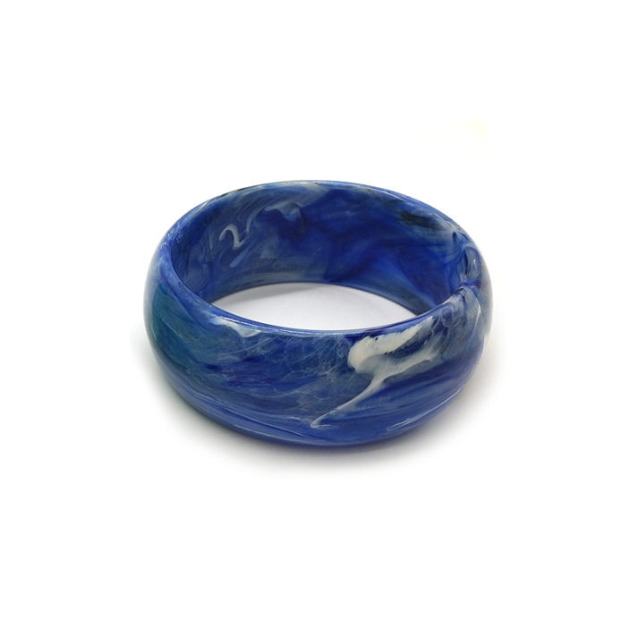 Blue and White Marbled Resin Bracelet