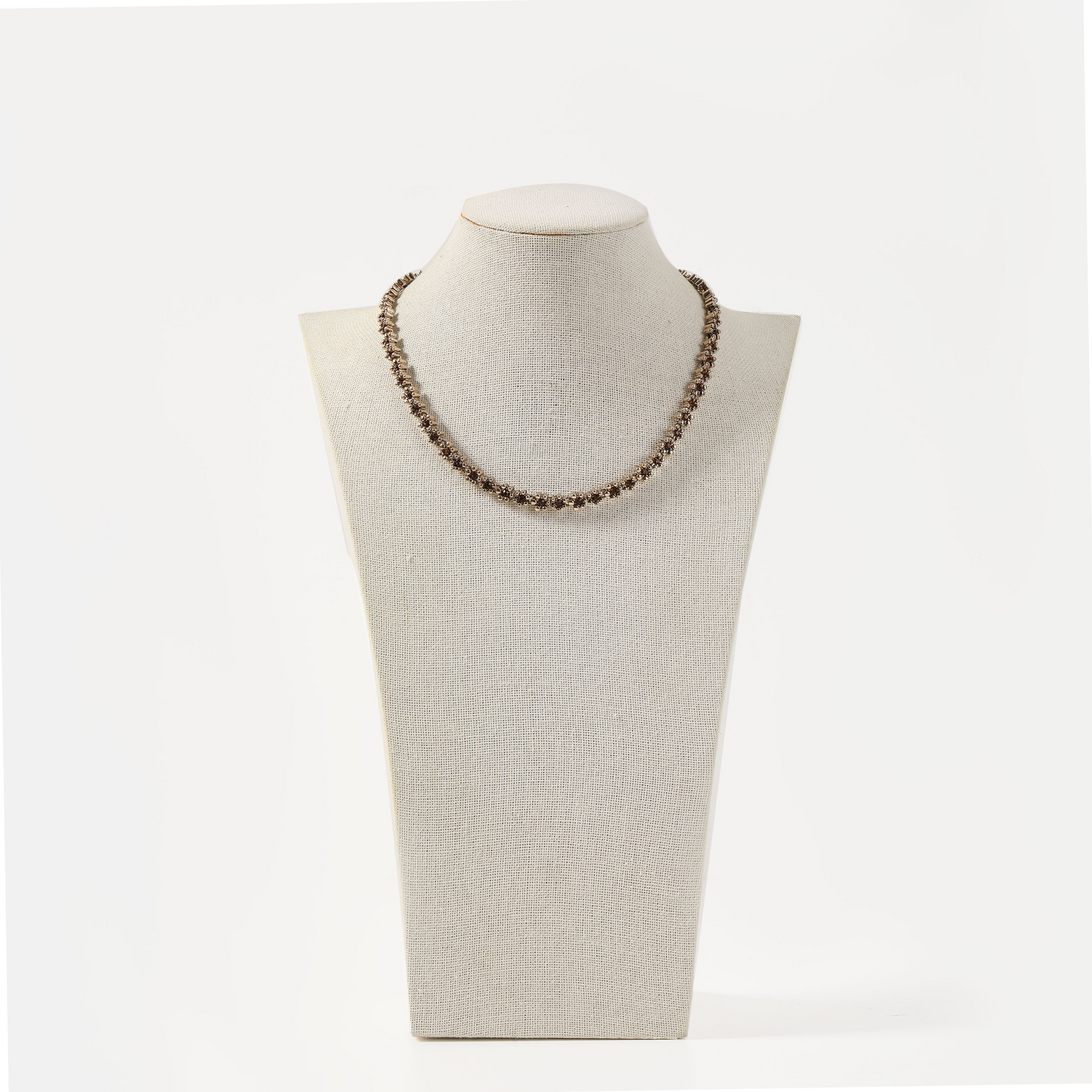 Brown zircon-encrusted choker necklace