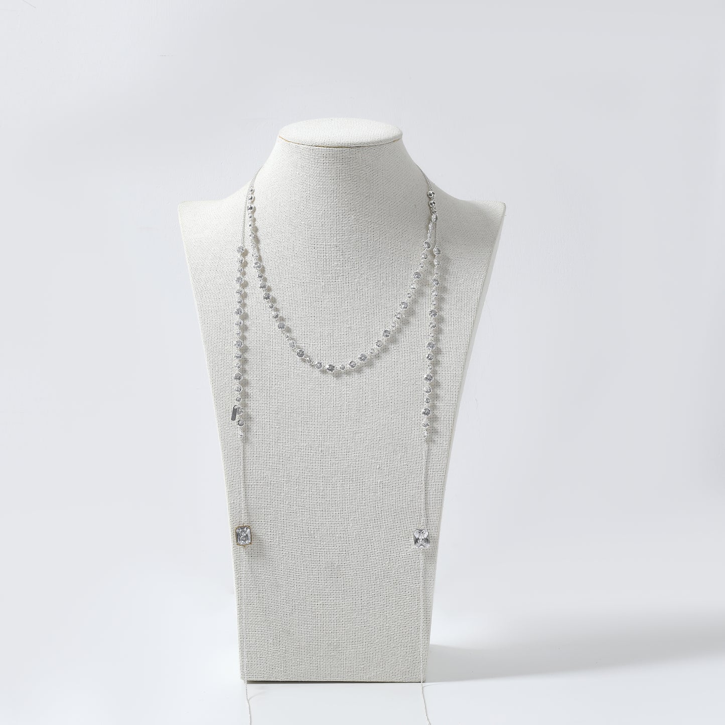 Clear Rhinestone Beaded Long Necklace