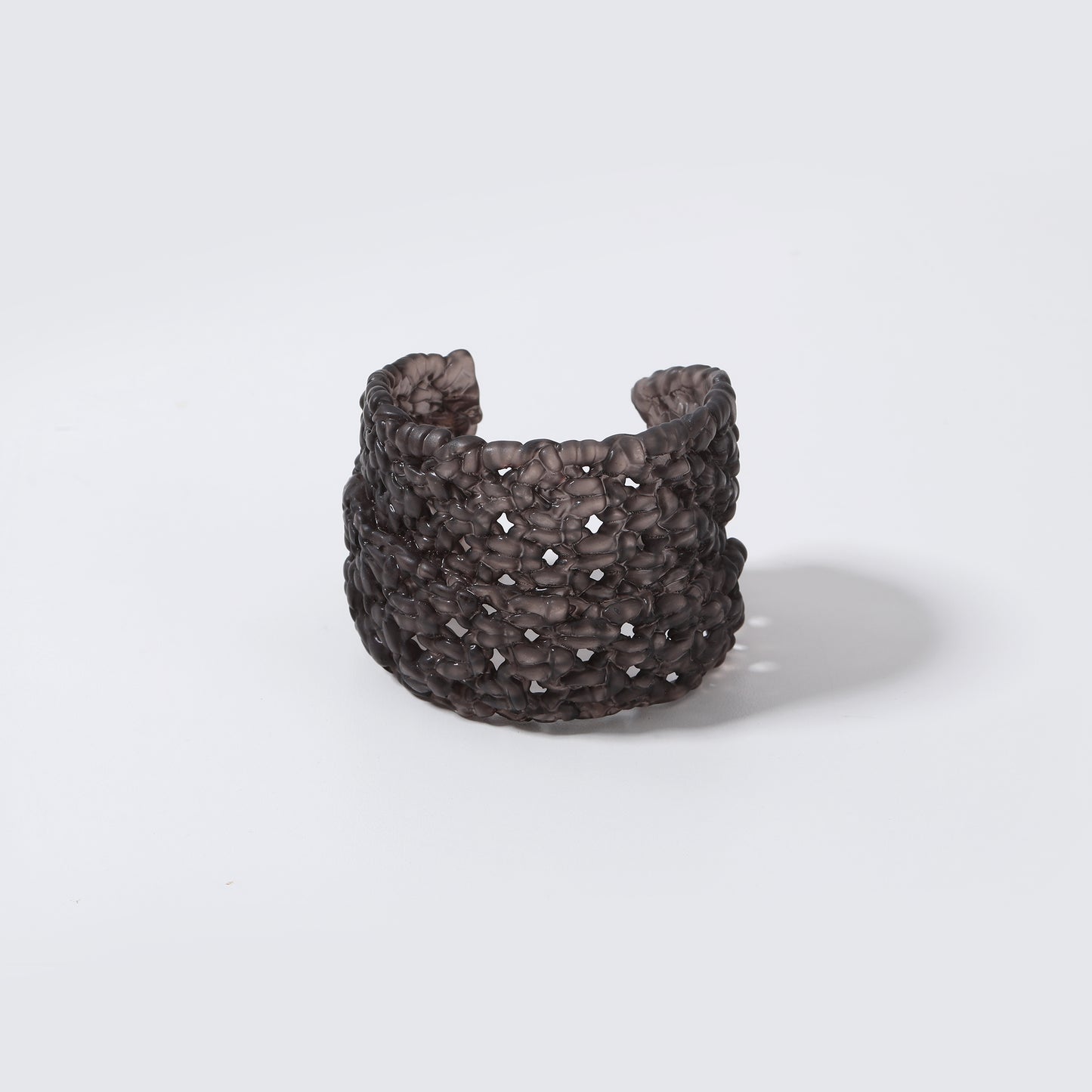 Dark Gray Translucent Resin Woven Wide Cuff