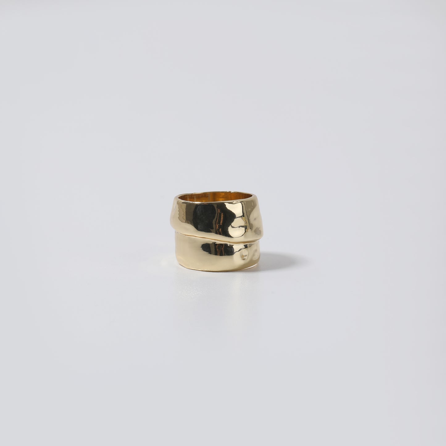 Gold Hammered Wide Ring