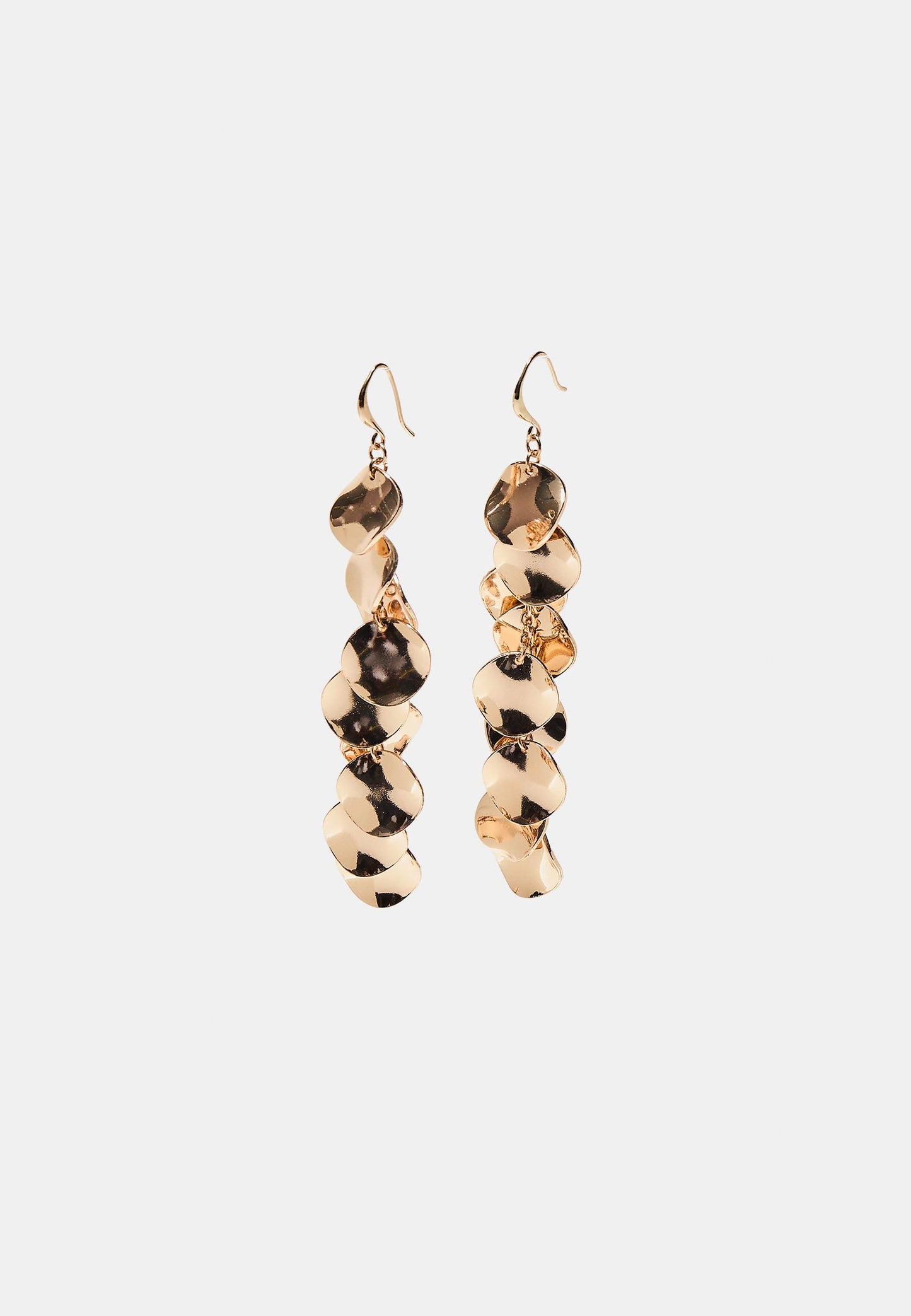 Gold-Tone Hammered Disc Fringe Drop Earrings