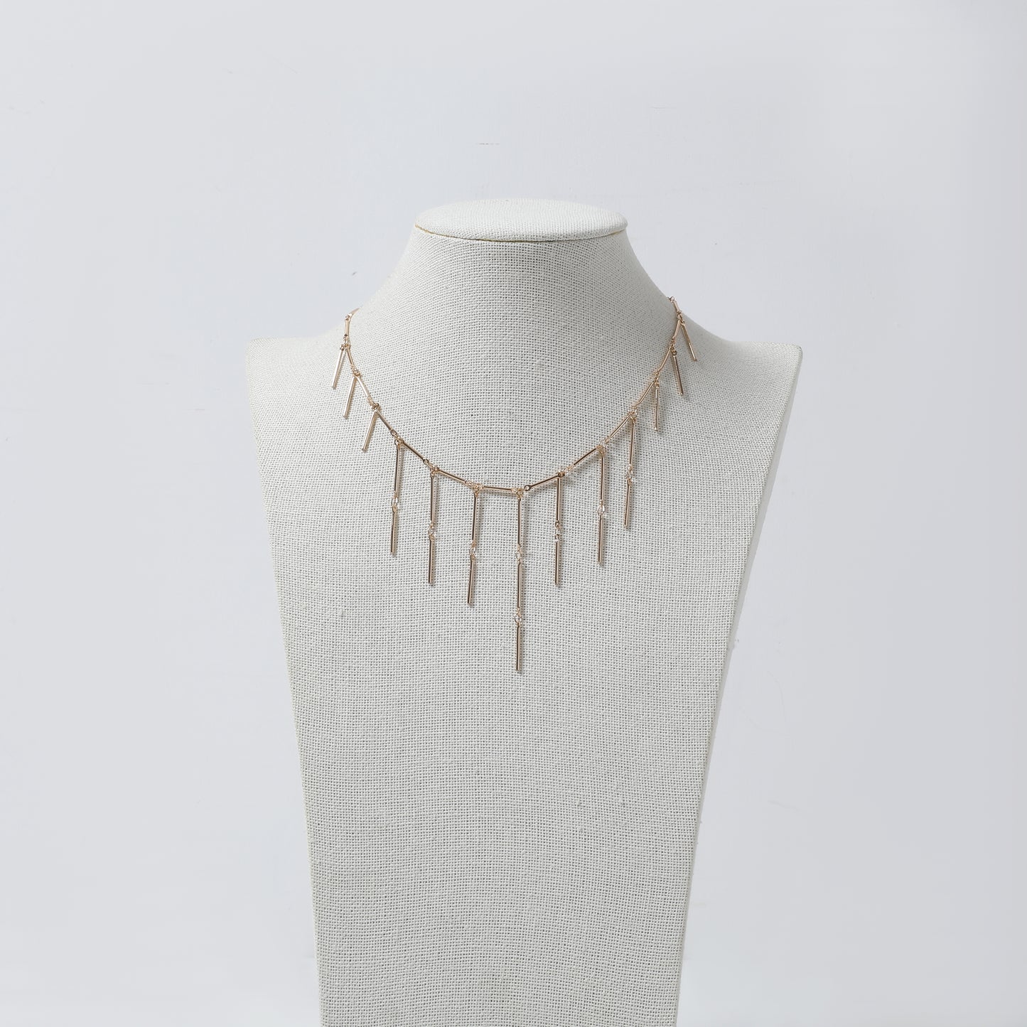 Gold Bar Fringe Choker Necklace