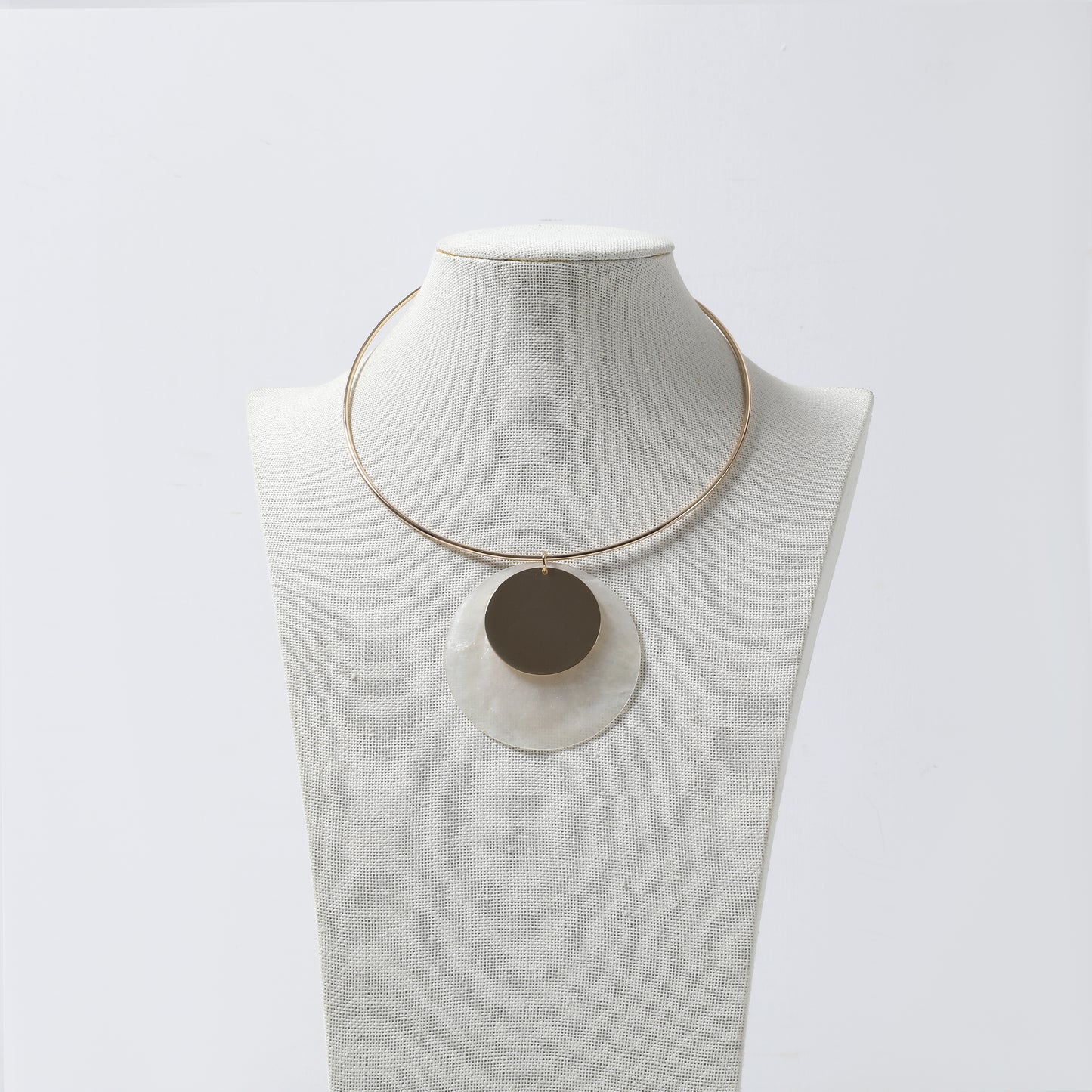Gold Choker with Double Circle Pendant