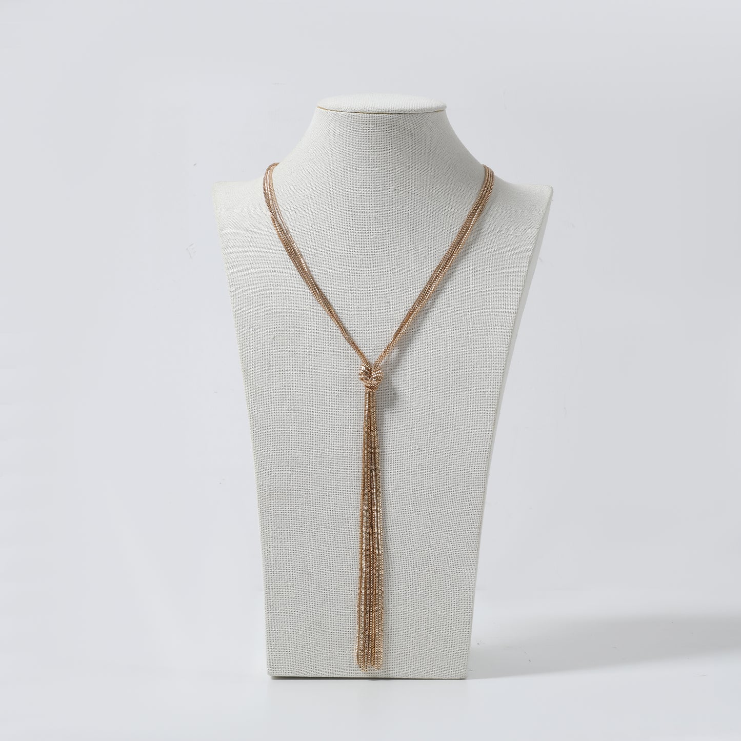 Gold Multi-Chain Knotted Tassel Y-Necklace