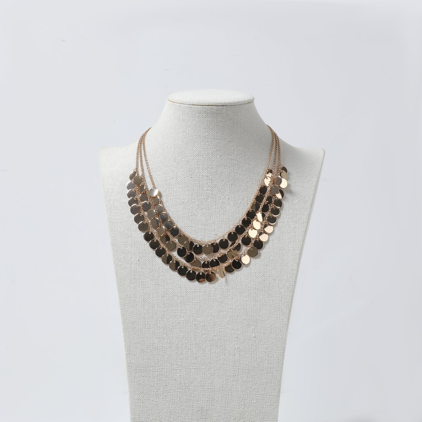 Gold Multi-Layer Disc Choker Necklace