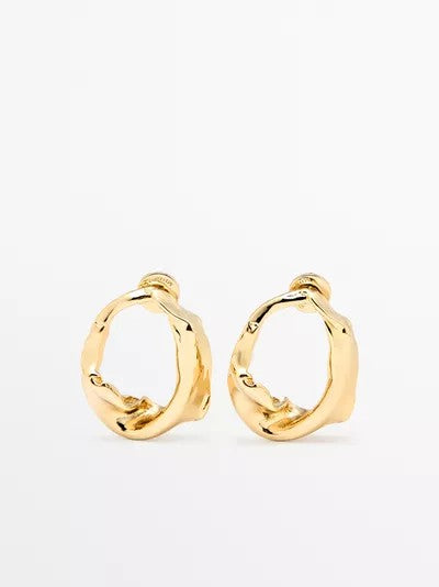 Gold Sculptural Open Hoop Earrings
