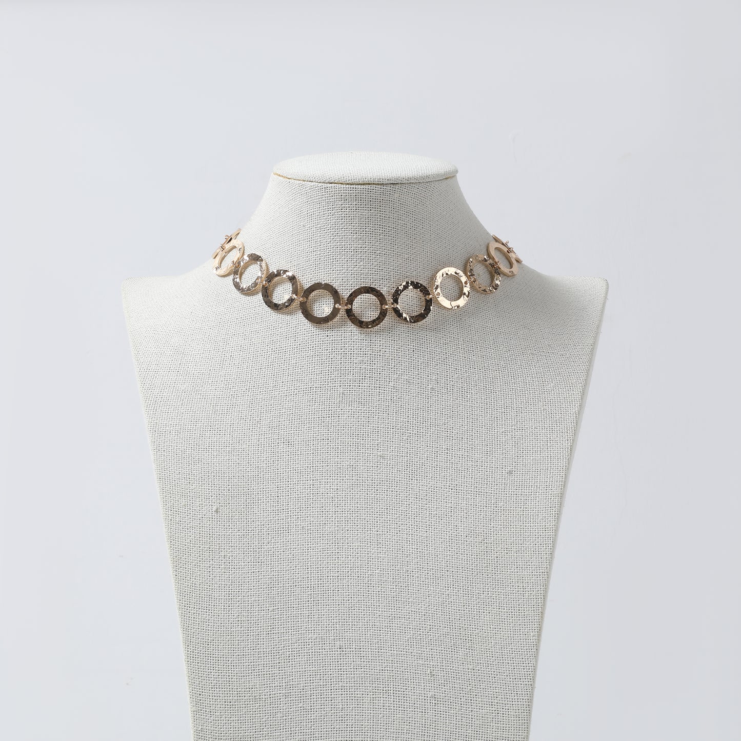 Gold Textured Ring Choker Necklace