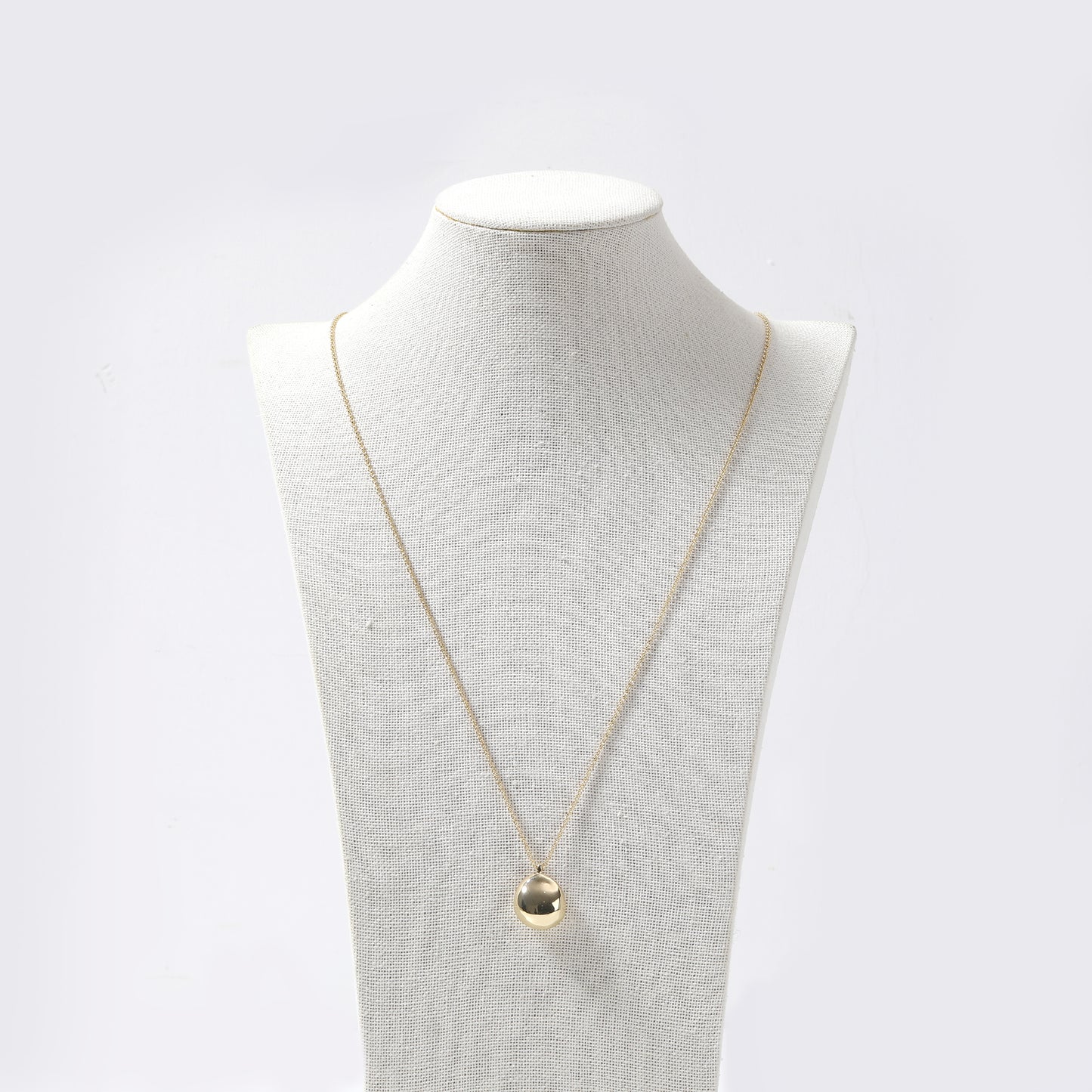 Gold Thin Chain & Round Pendant Necklace