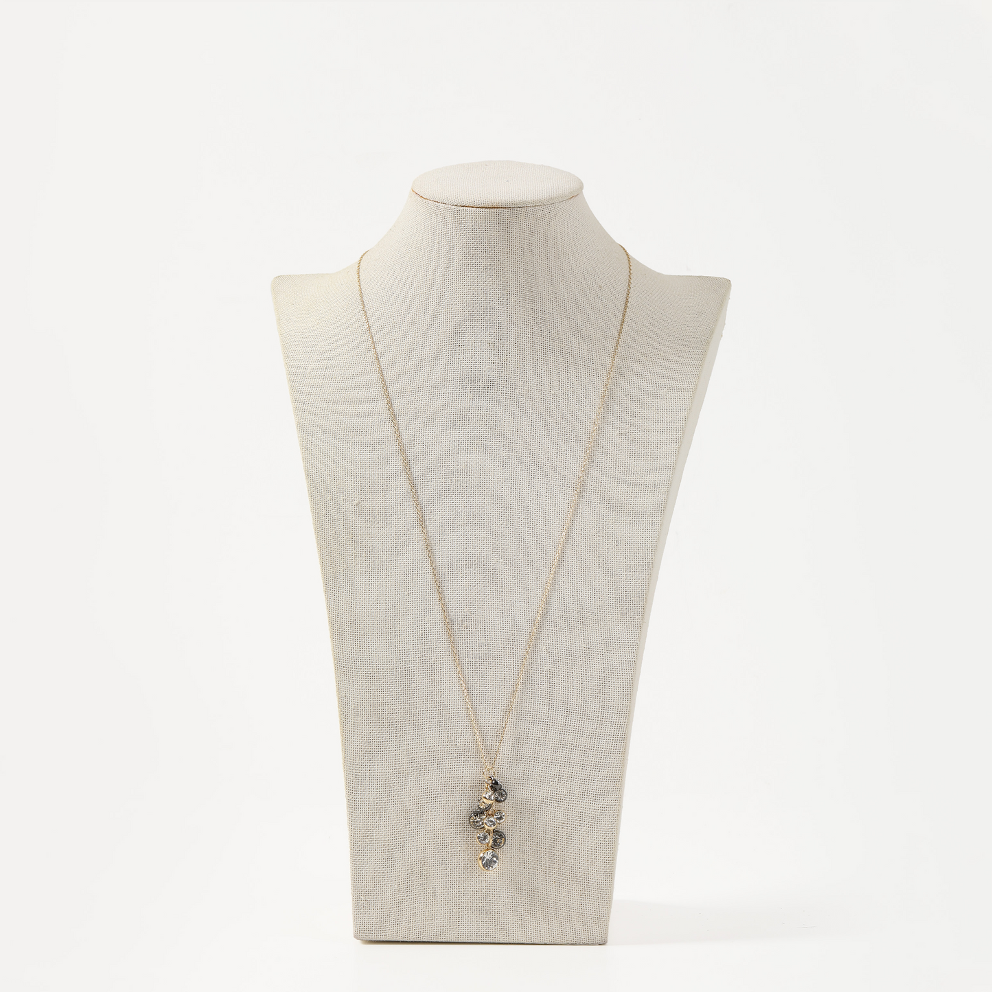Gold with black diamond cluster pendant necklace