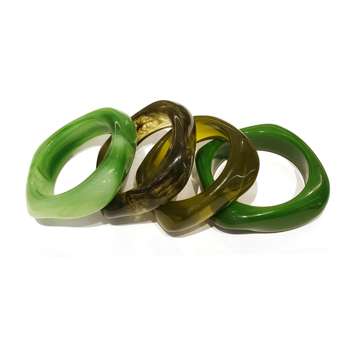 Green - Brown Resin Bracelet Set