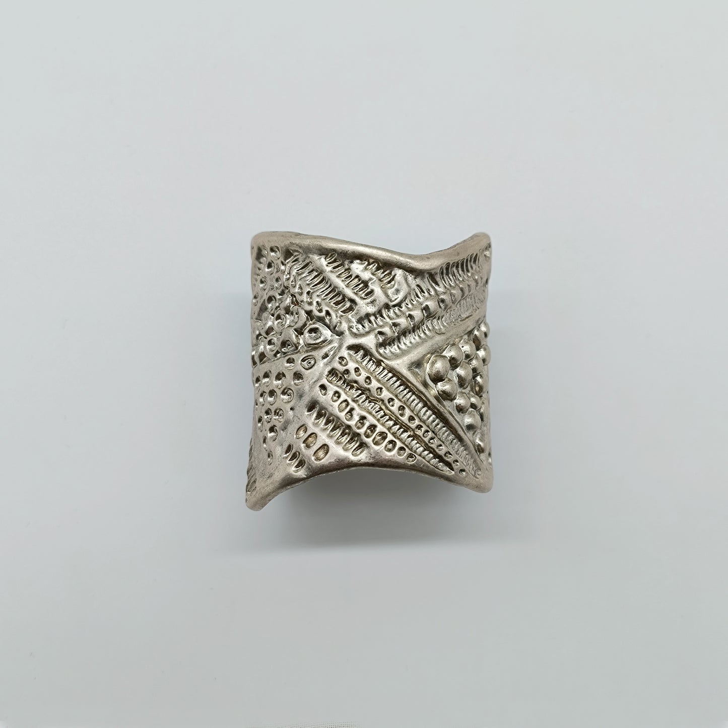 Chunky Silver Cuff Bracelet – Distressed Textured Finish, Statement Accessory