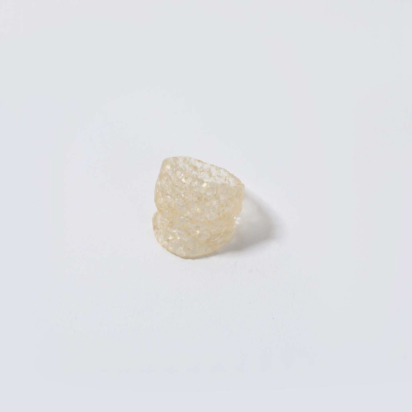 Light Beige Translucent Resin Woven Wide Ring