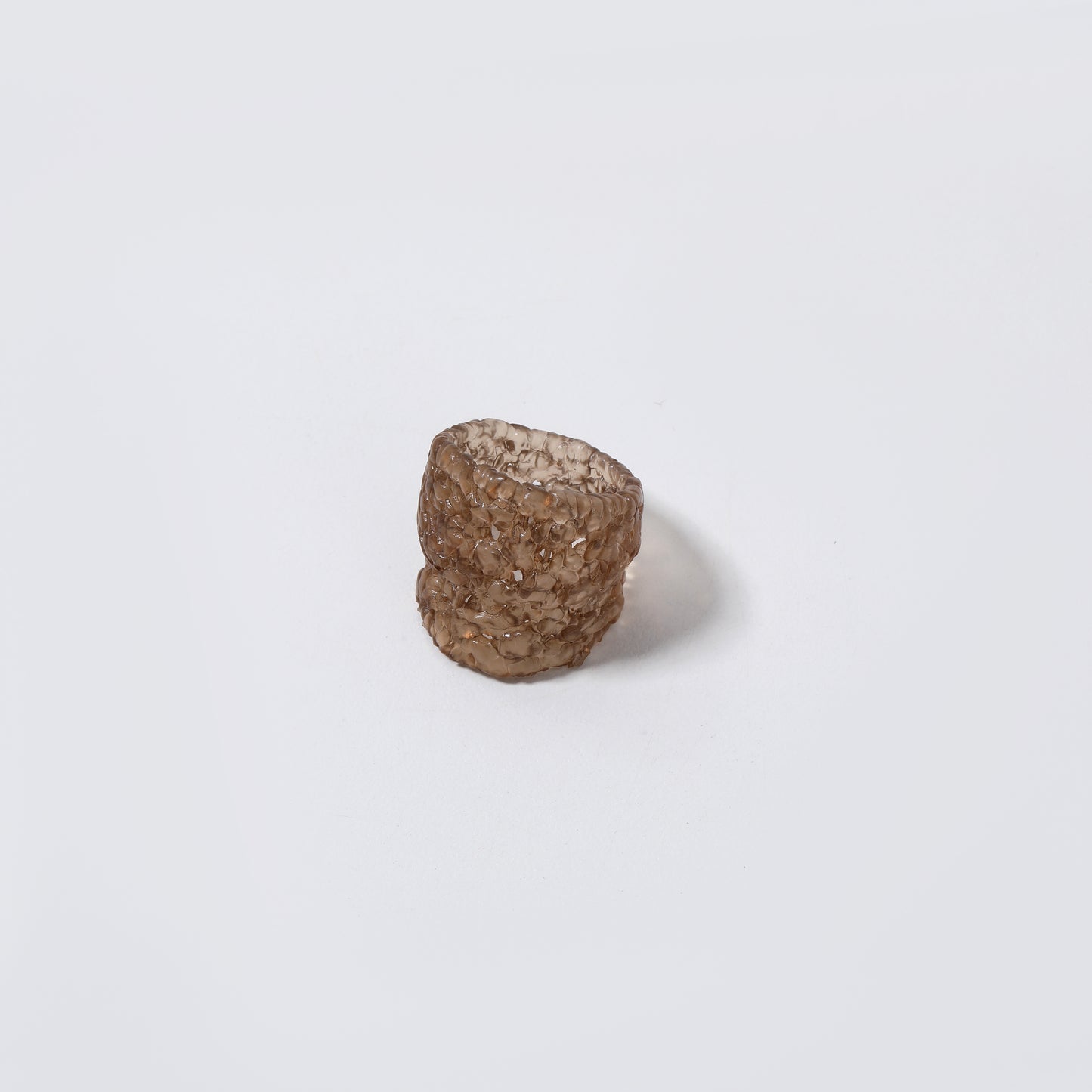 Light Brown Translucent Resin Woven Wide Ring