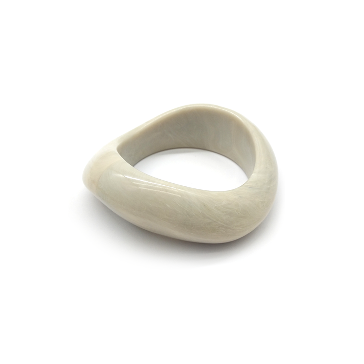 Light Grey Marbled Resin Irregular - shaped Bracelet