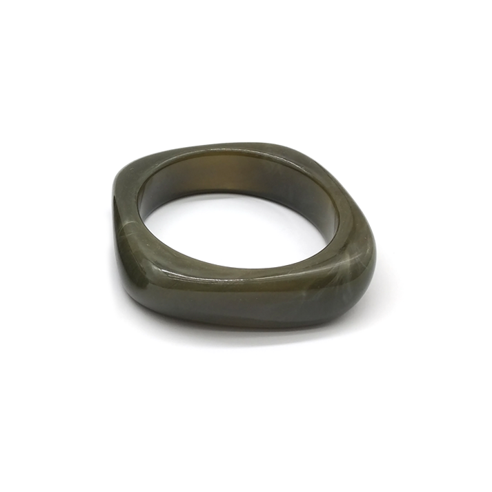 Olive Green Irregular - shaped Resin Bracelet