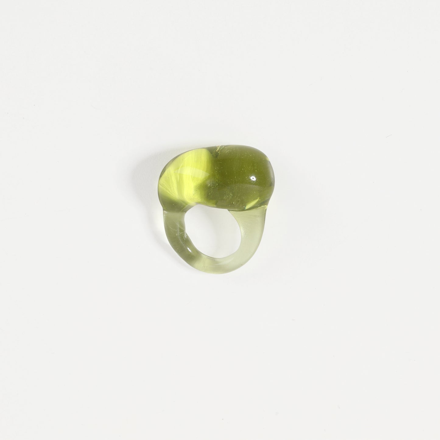 Olive green gradient domed chunky glass ring