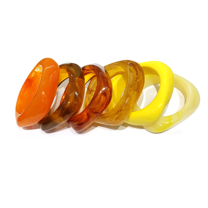 Orange - Yellow Resin Bracelet Set