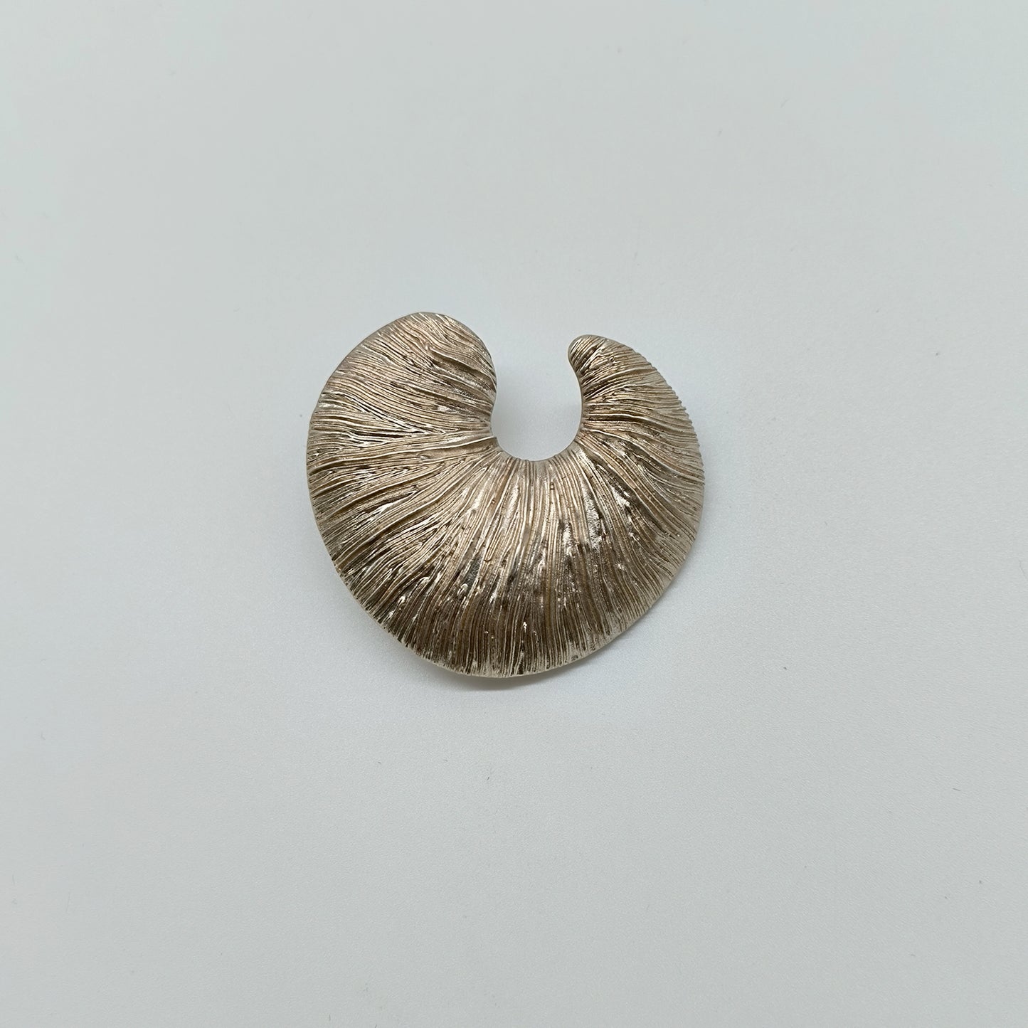 Abstract Silver Tone Brooch – Large Vintage Statement Pin with Texture