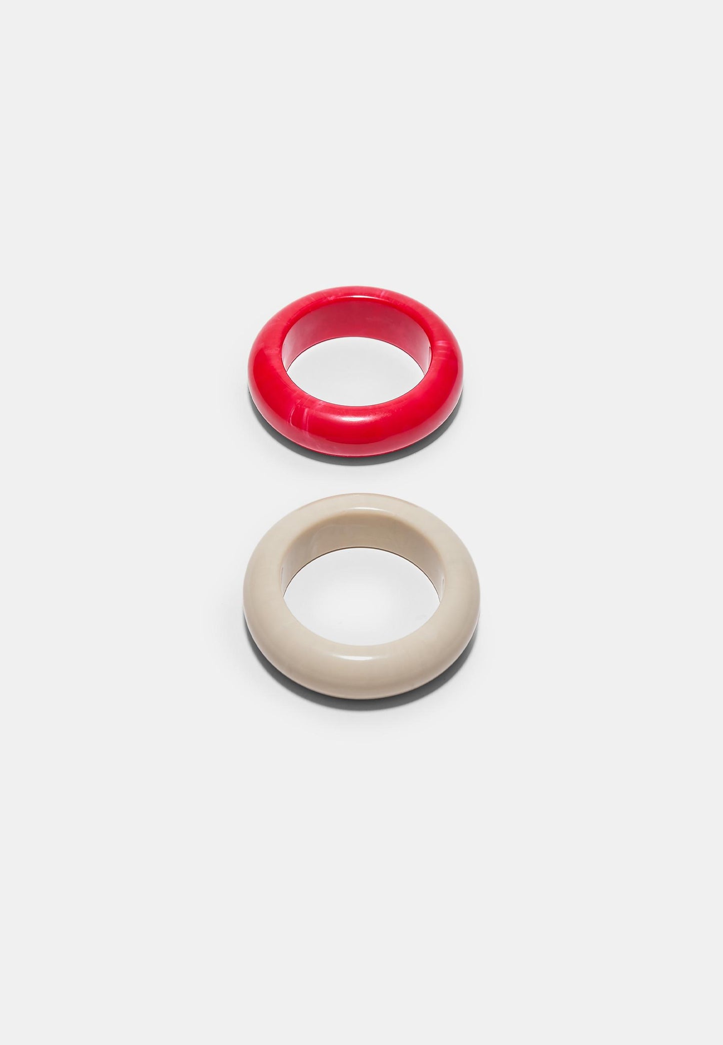 Red & Beige Chunky Resin Bangle Set