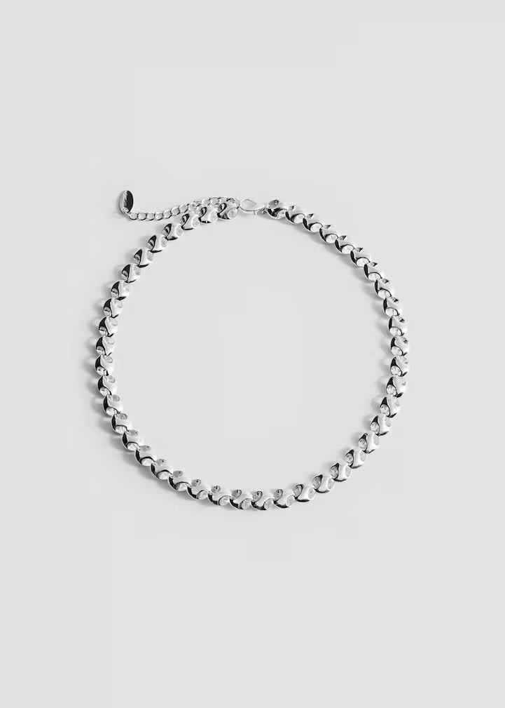 Silver Curb Chain Choker Necklace