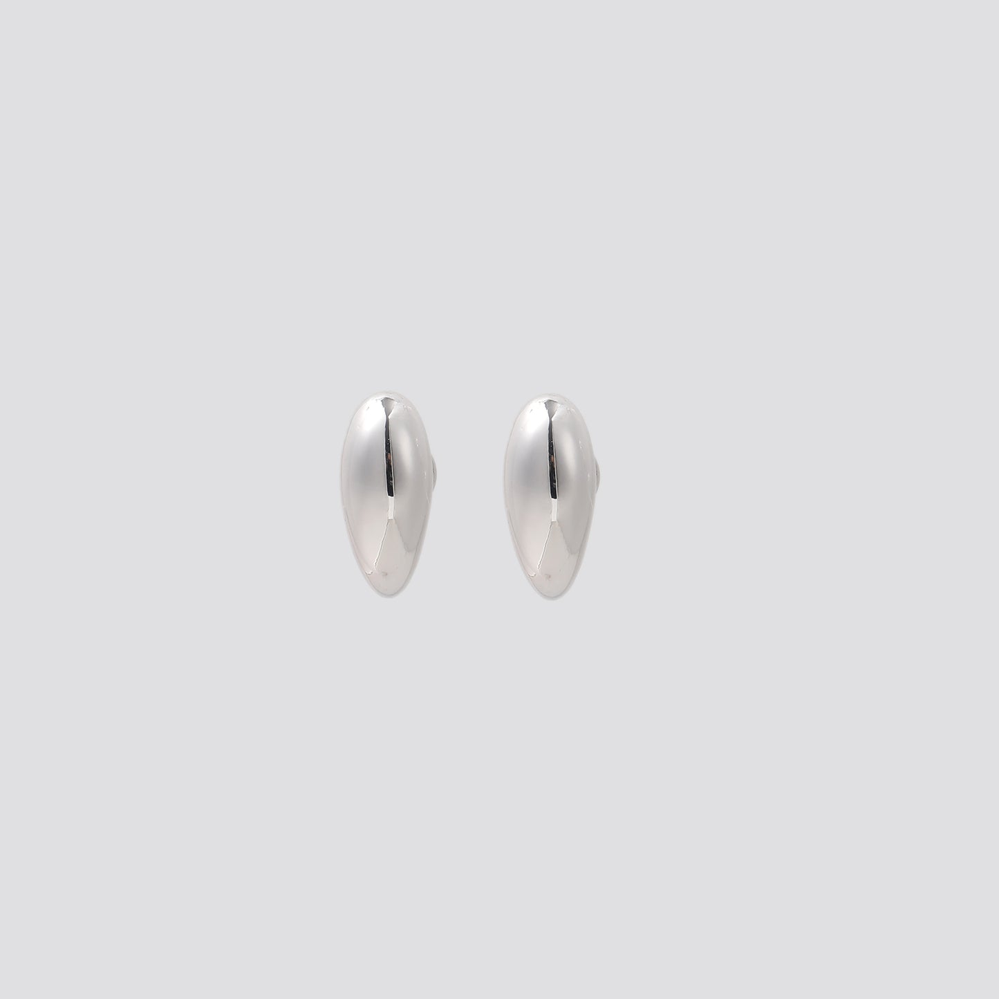Silver Curved Oval Hoop Earrings