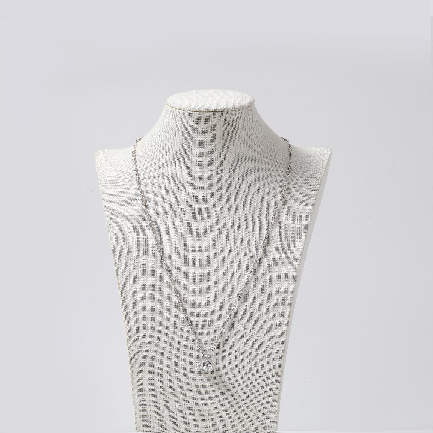 Silver Delicate Chain with Pearl Cluster Pendant Necklace