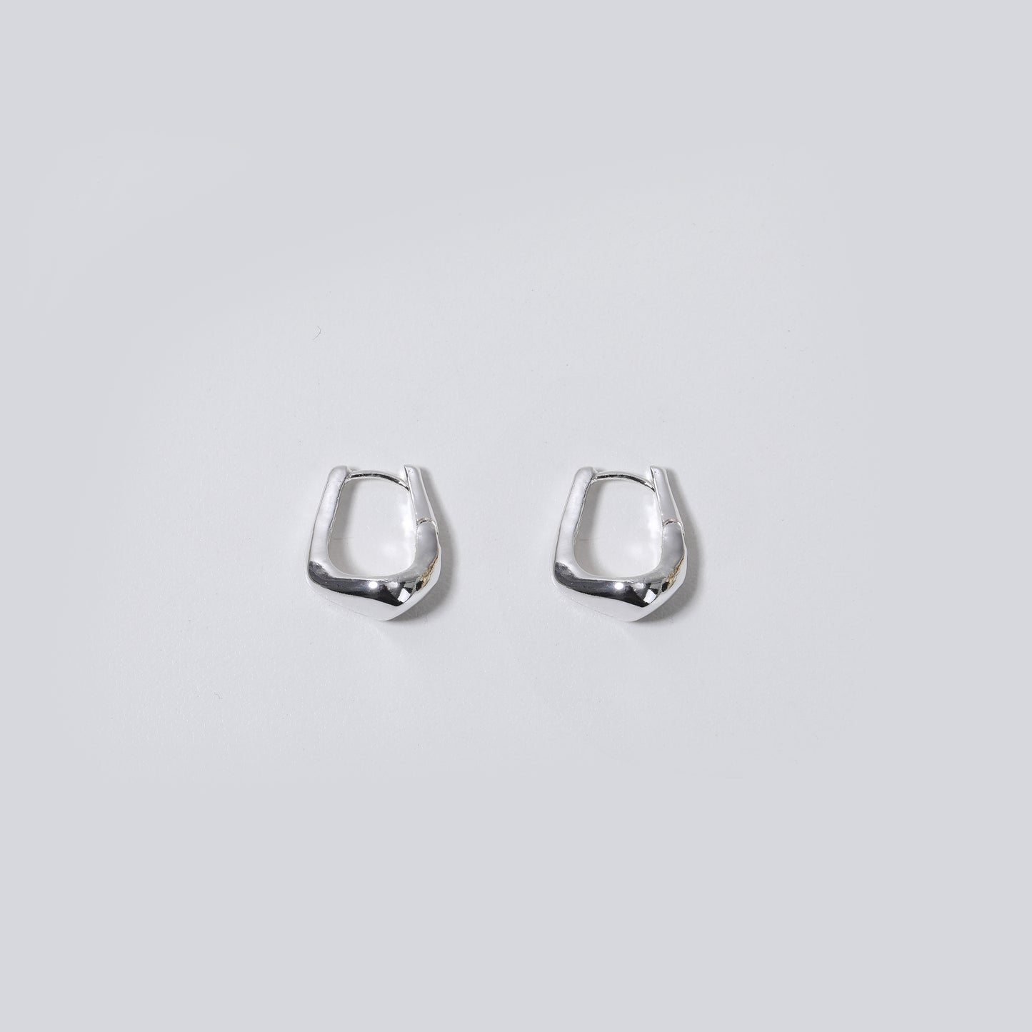 Silver Irregular Square Hoop Earrings