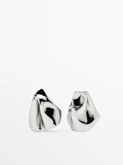 Silver Sculptural Abstract Stud Earrings