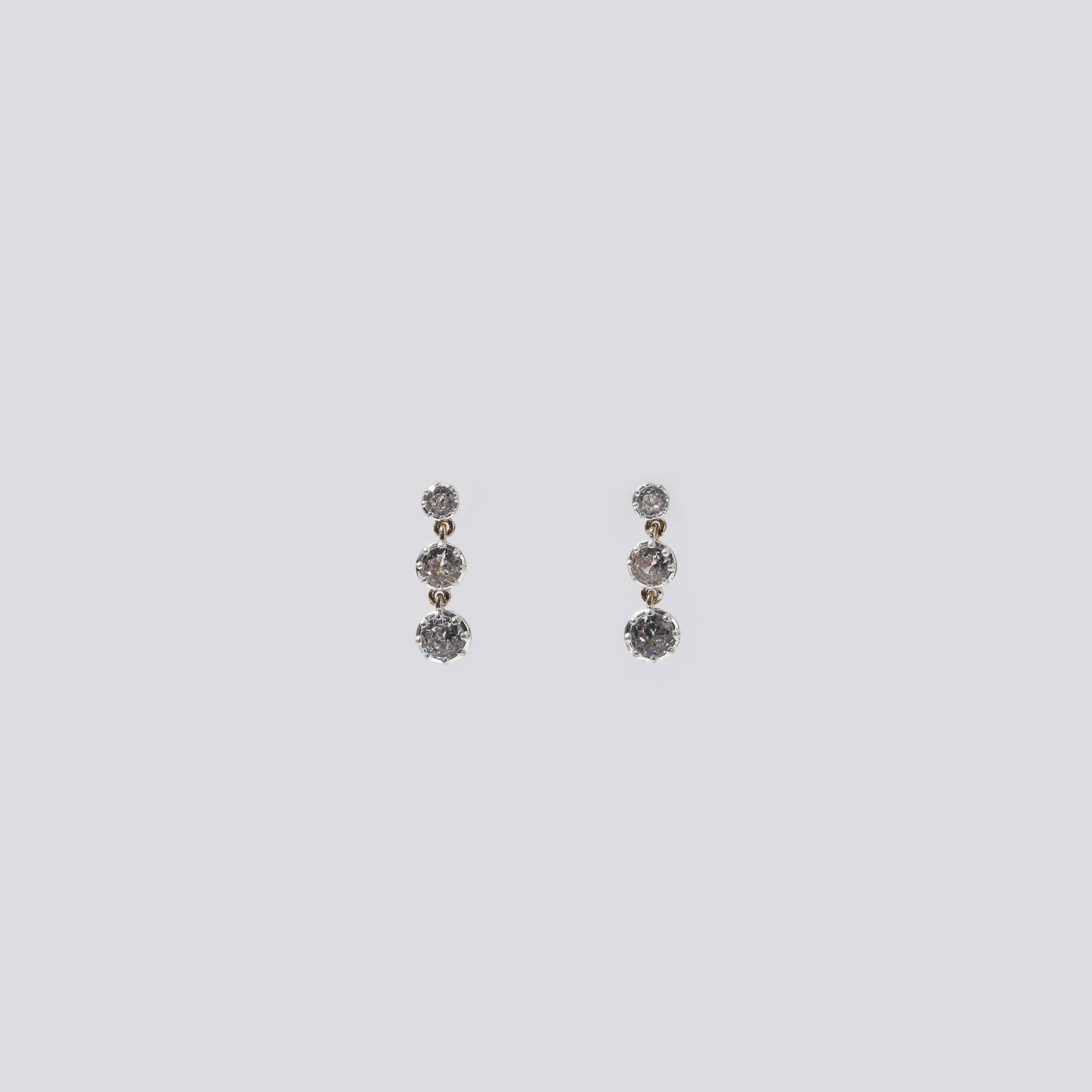 Silver & Clear Rhinestone 3-Tier Drop Earrings