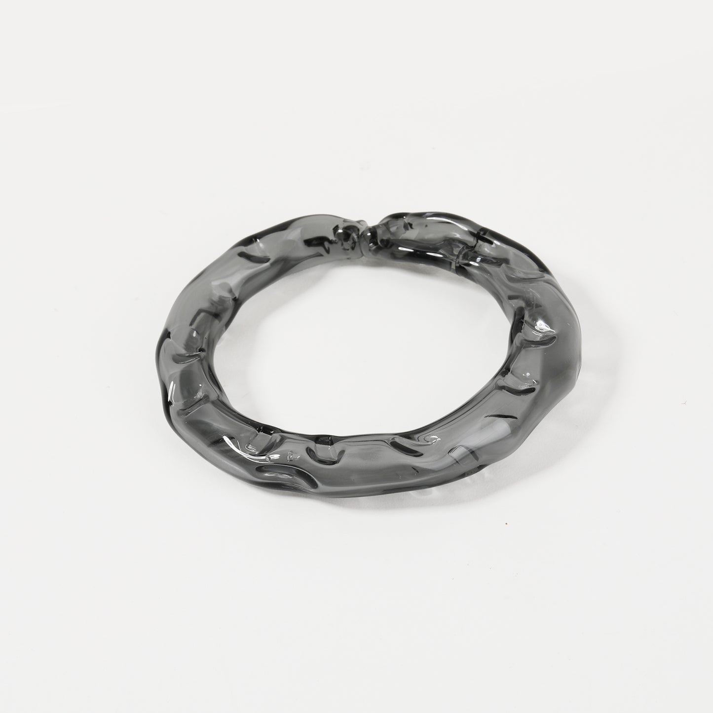 Smoky grey molten-textured glass bangle