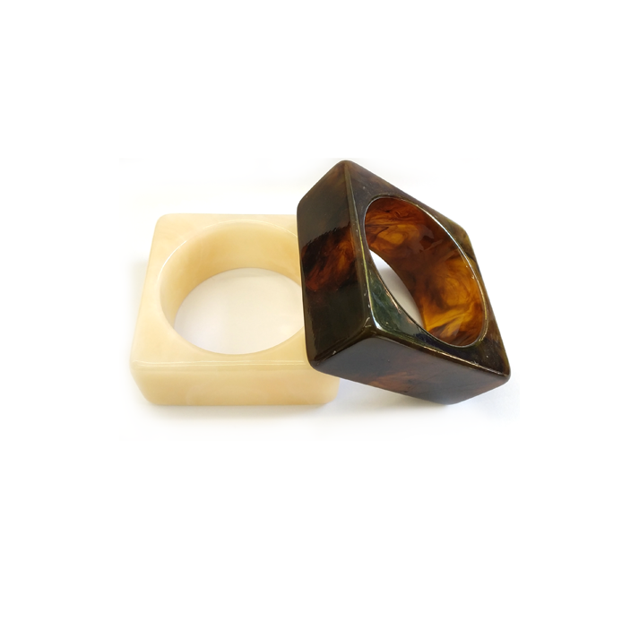 Teal and Blue Marbled Square - shaped Resin Bracelets