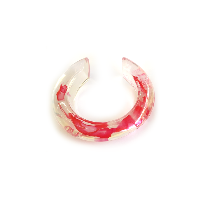 Transparent with Red Marbled Resin Cuff Bracelet