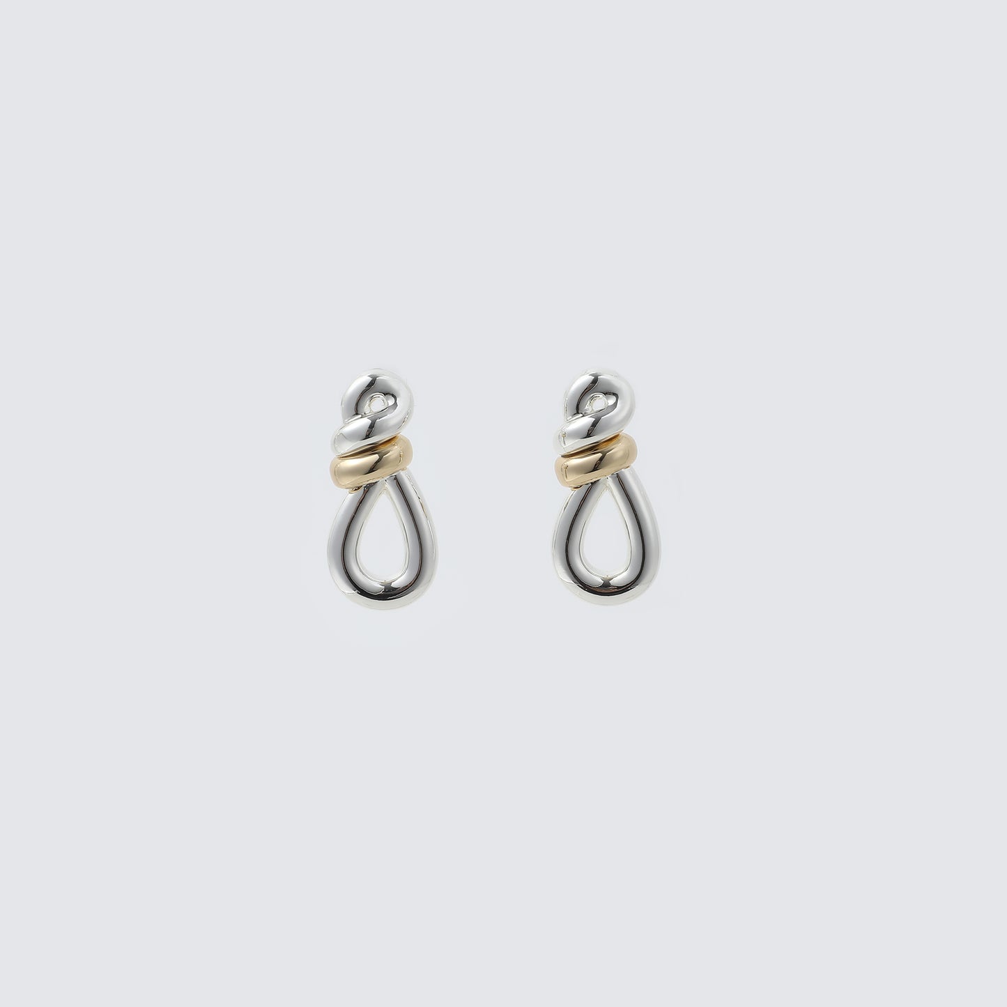Two-Tone Silver & Gold Knot Drop Earrings