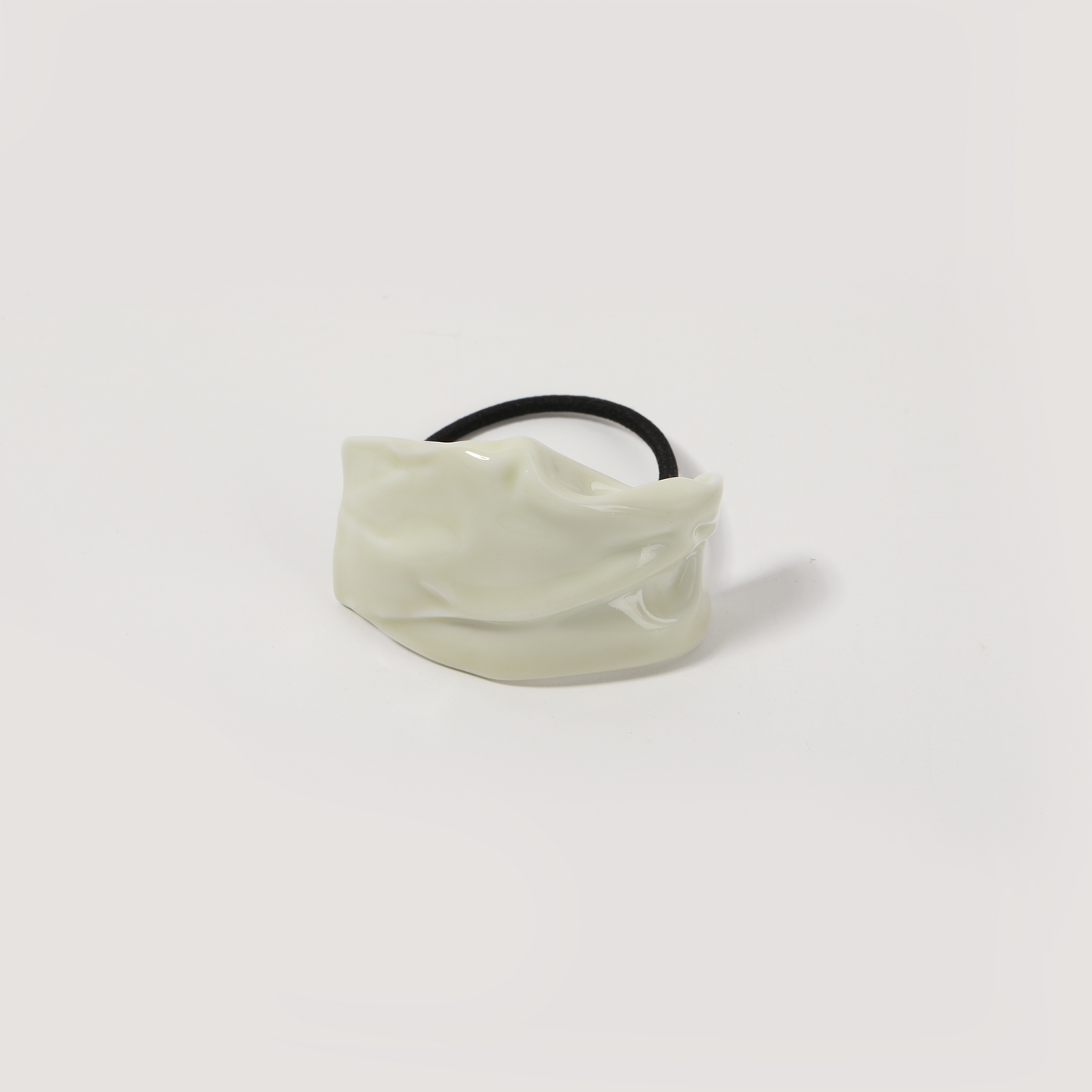 White-Ceramic Crinkled Irregular Hair Scrunchie