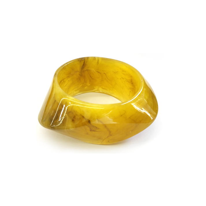 Yellow Marbled Resin Bracelet