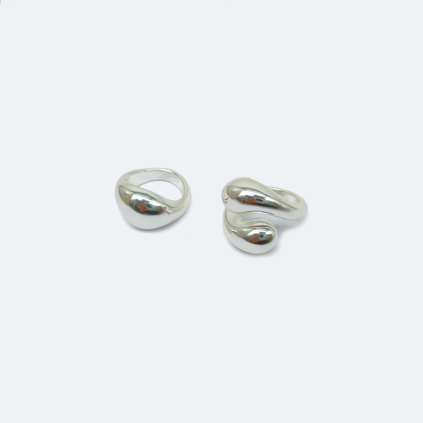 Silver teardrop ring pack