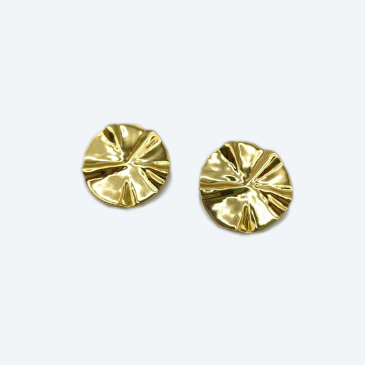 Gold plated textured metal stud earring