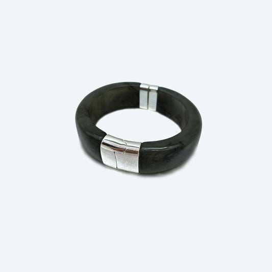 Silver plate black bangle bracelet