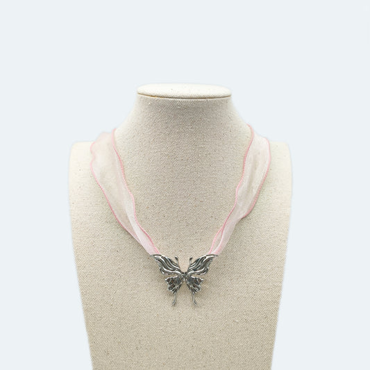 Butterfly jewelry -  rhodium butterfly pendant necklace