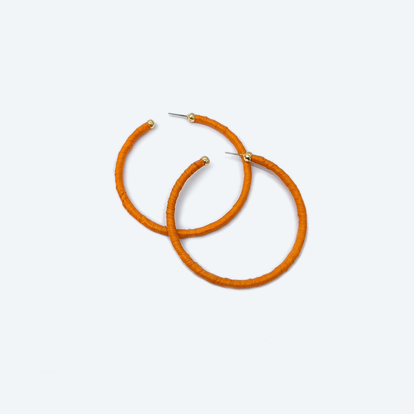 Orange raffia big hoop Earring