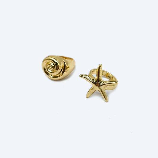 Ocean ring - starfish and shell ring 