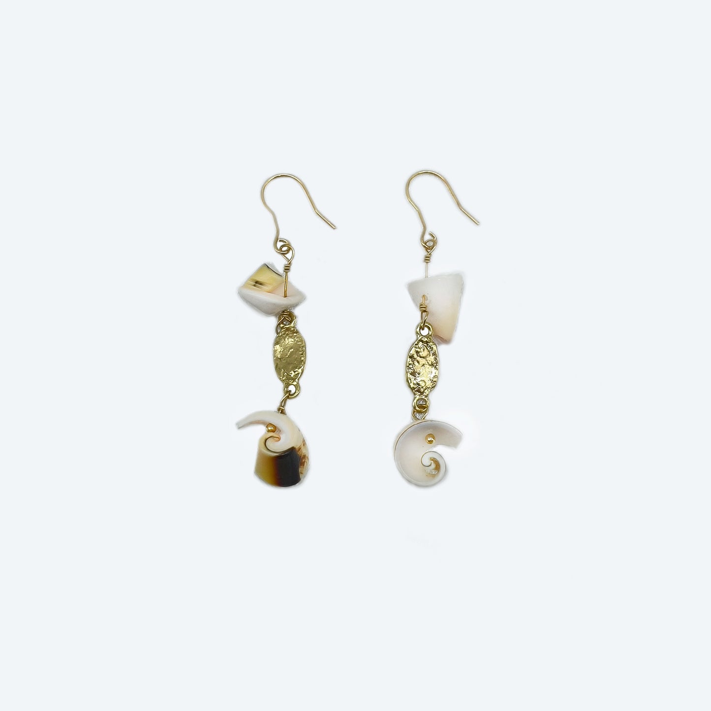 Shell long dangle fish hook earrings