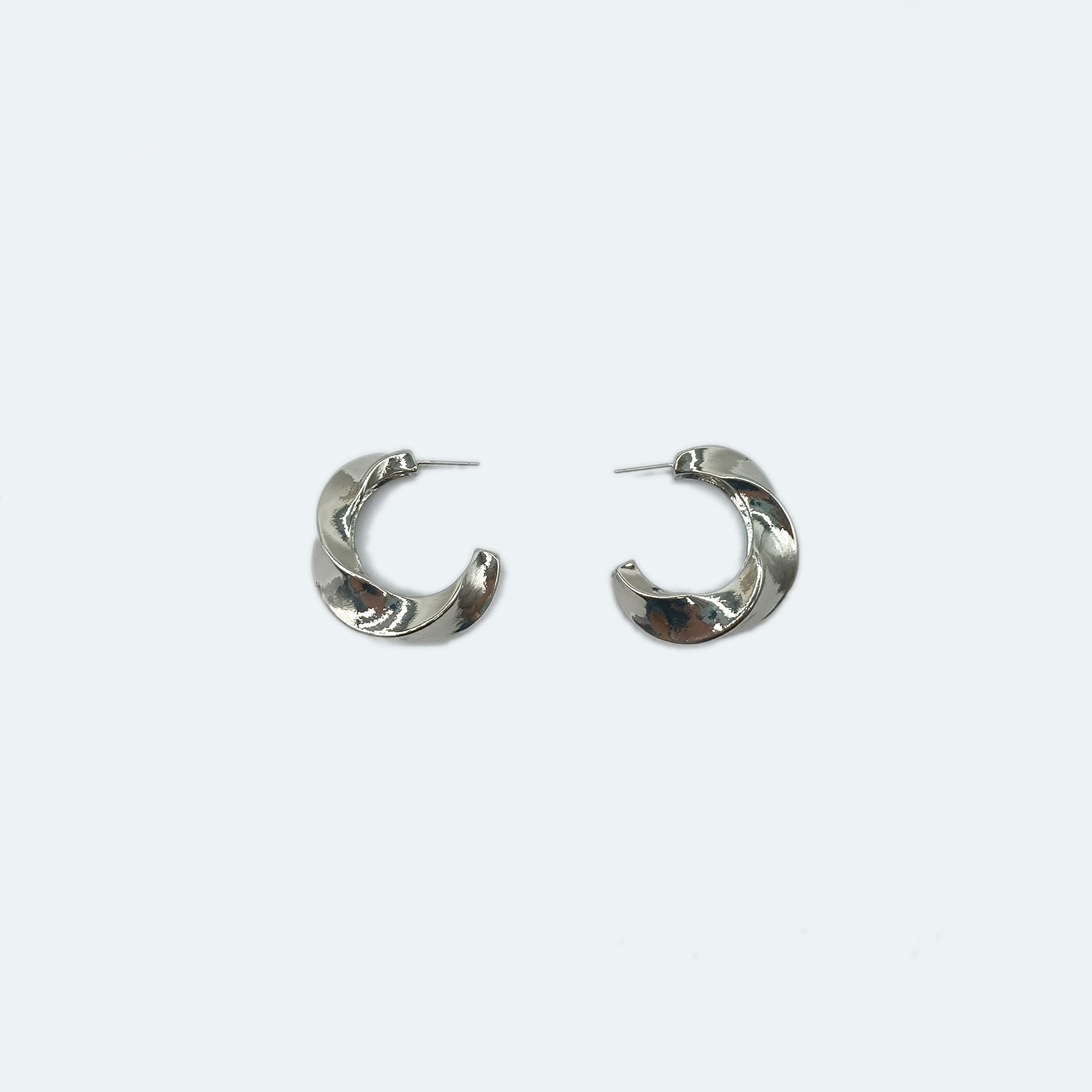 Twisted rhodium hoop earrings