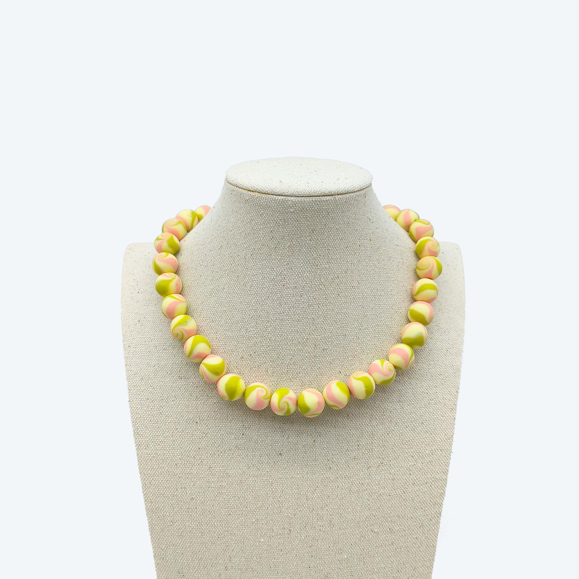 Mixed color polymer clay beaded necklace