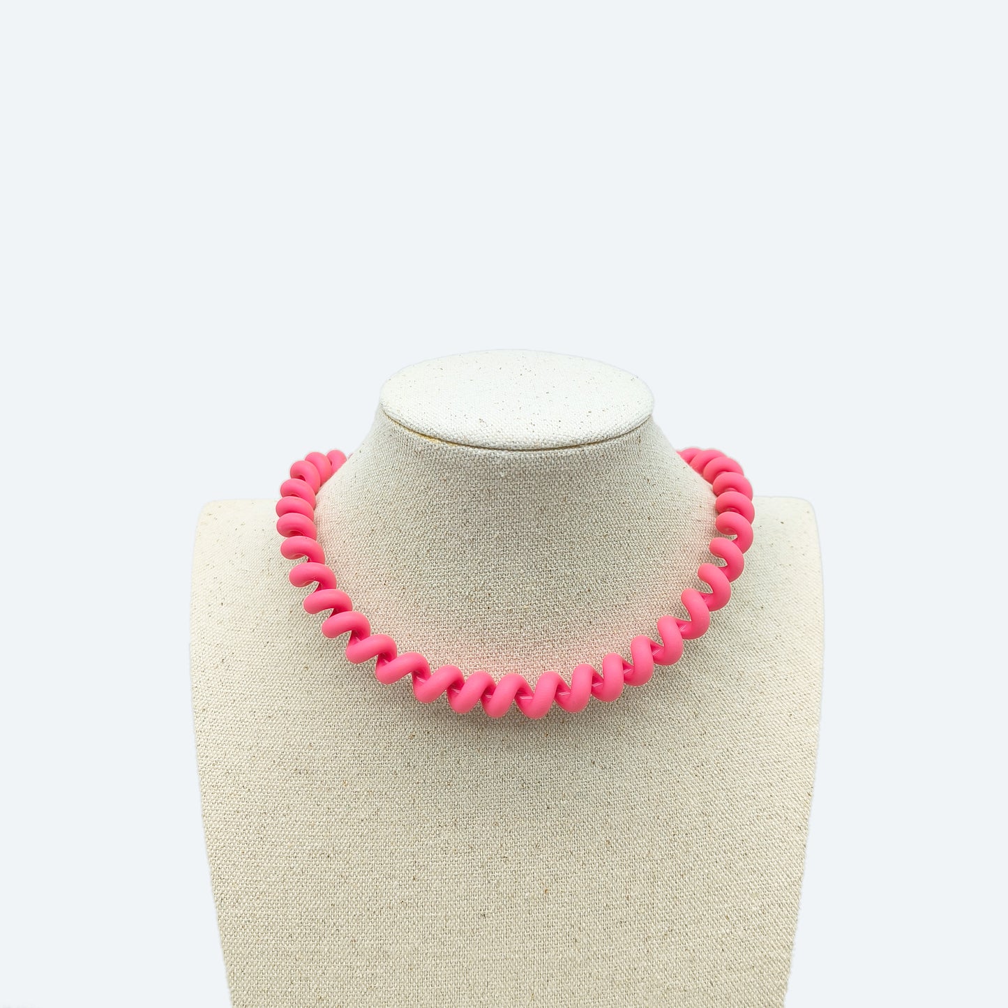 Pink spiral polymer clay necklace